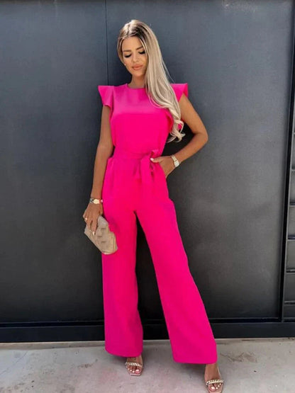 Women's Wide Leg Tie Waist Jumpsuit