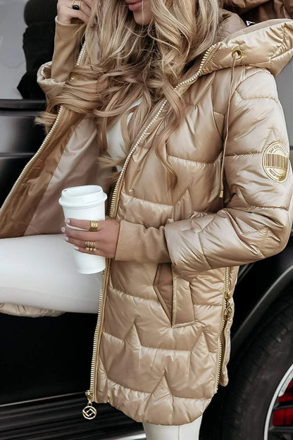 Women's Quilted Longline Zipper Jacket