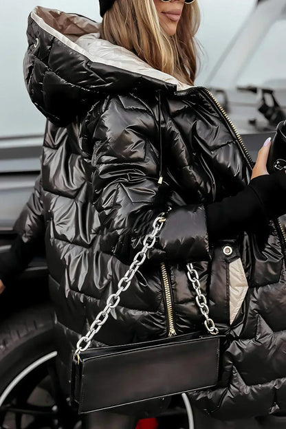 Women's Quilted Longline Zipper Jacket
