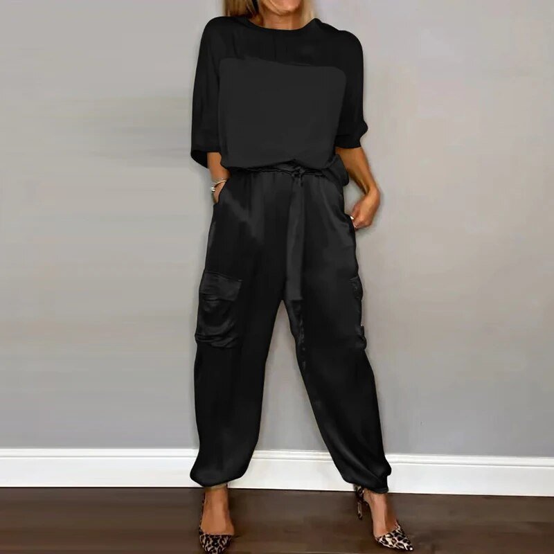 Women's Relaxed Fit Pocket Detail Outfit Set