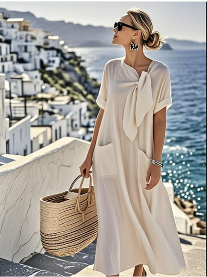 Women's A-Line Dress Oversized Tie Neck Style