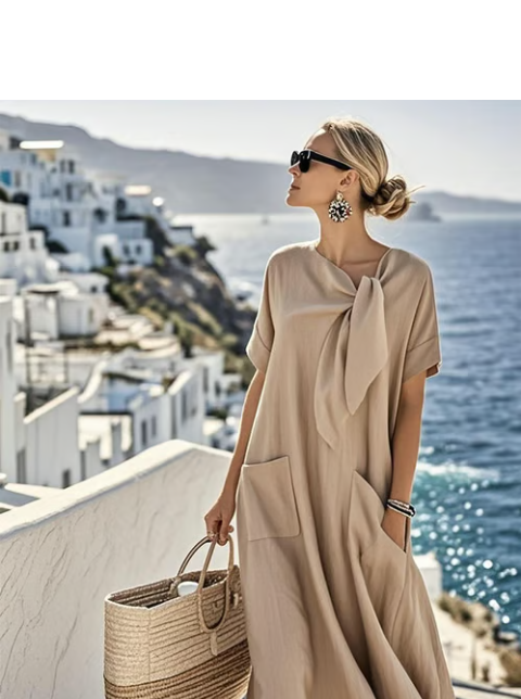 Women's A-Line Dress Oversized Tie Neck Style