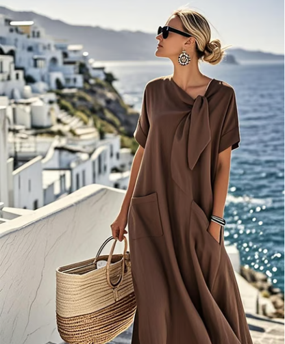 Women's Maxi Dress Tie Neck