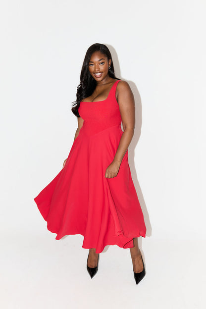 Women's Sleeveless Midi Dress Square Neckline