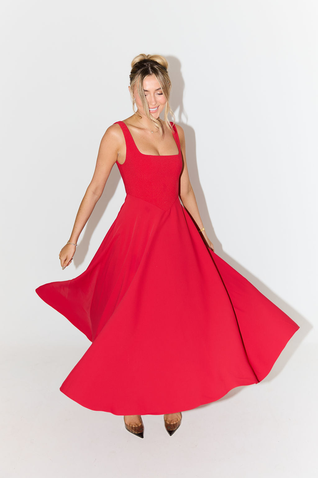 Women's Sleeveless Midi Dress Square Neckline
