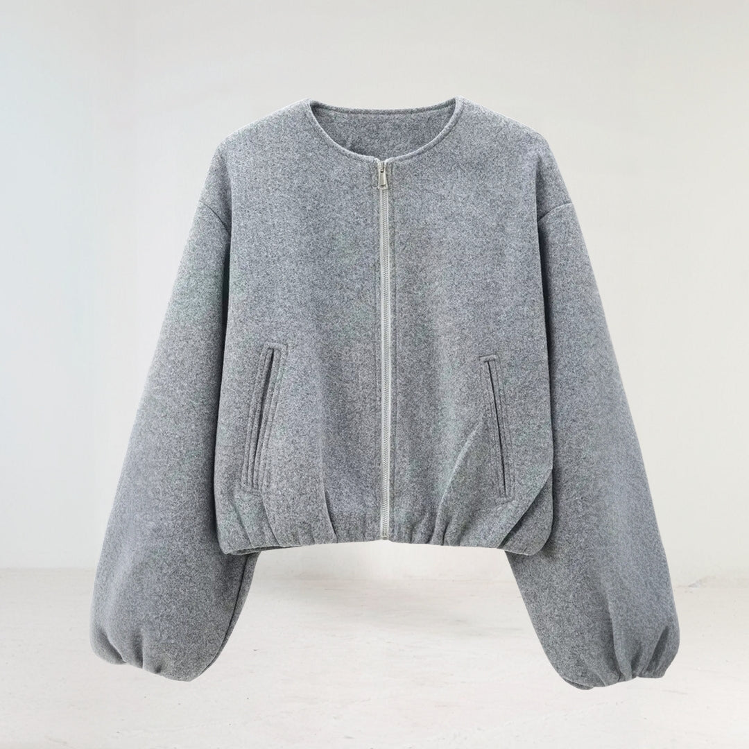 Women's Zip-Up Bomber Jacket Olive - Fashinoza