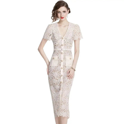 Women's Lace Midi Dress Olive - Fashinoza