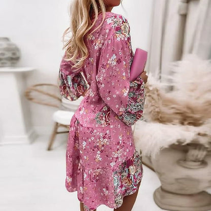 Women's Long Sleeve Tiered Mini Dress