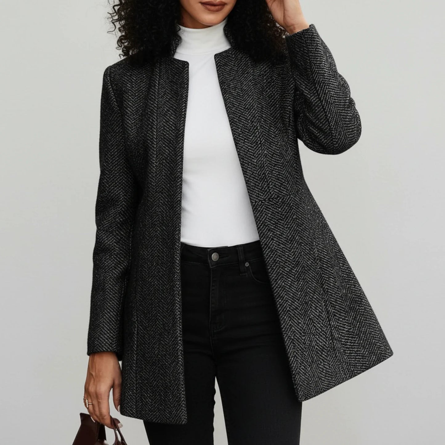 Women's Open Front A-Line Jacket - Fashinoza