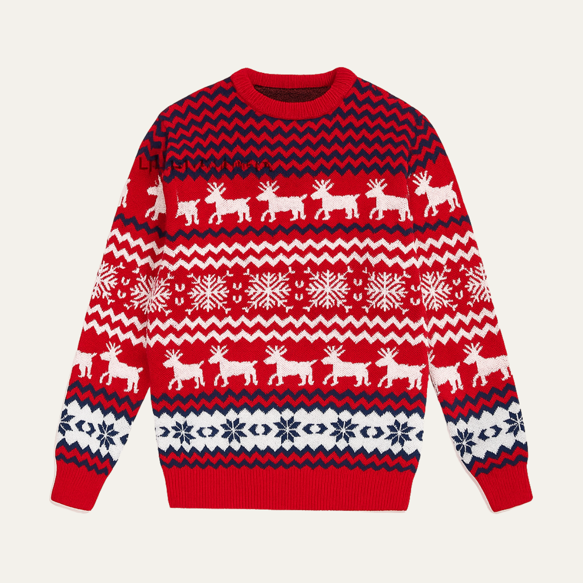 Men's Red Knitted Christmas Sweater - Fashinoza