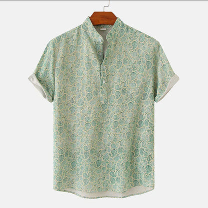 Oscar Men's Printed Henley Shirt - Fashinoza