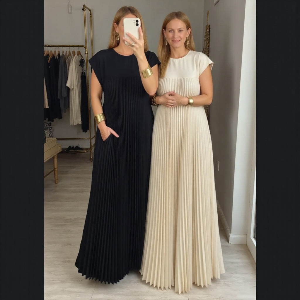 Women's Pleated Maxi Dress Flowy Cocktail