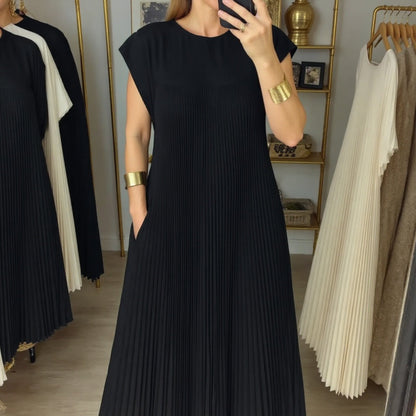 Women's Pleated Maxi Dress Flowy Cocktail