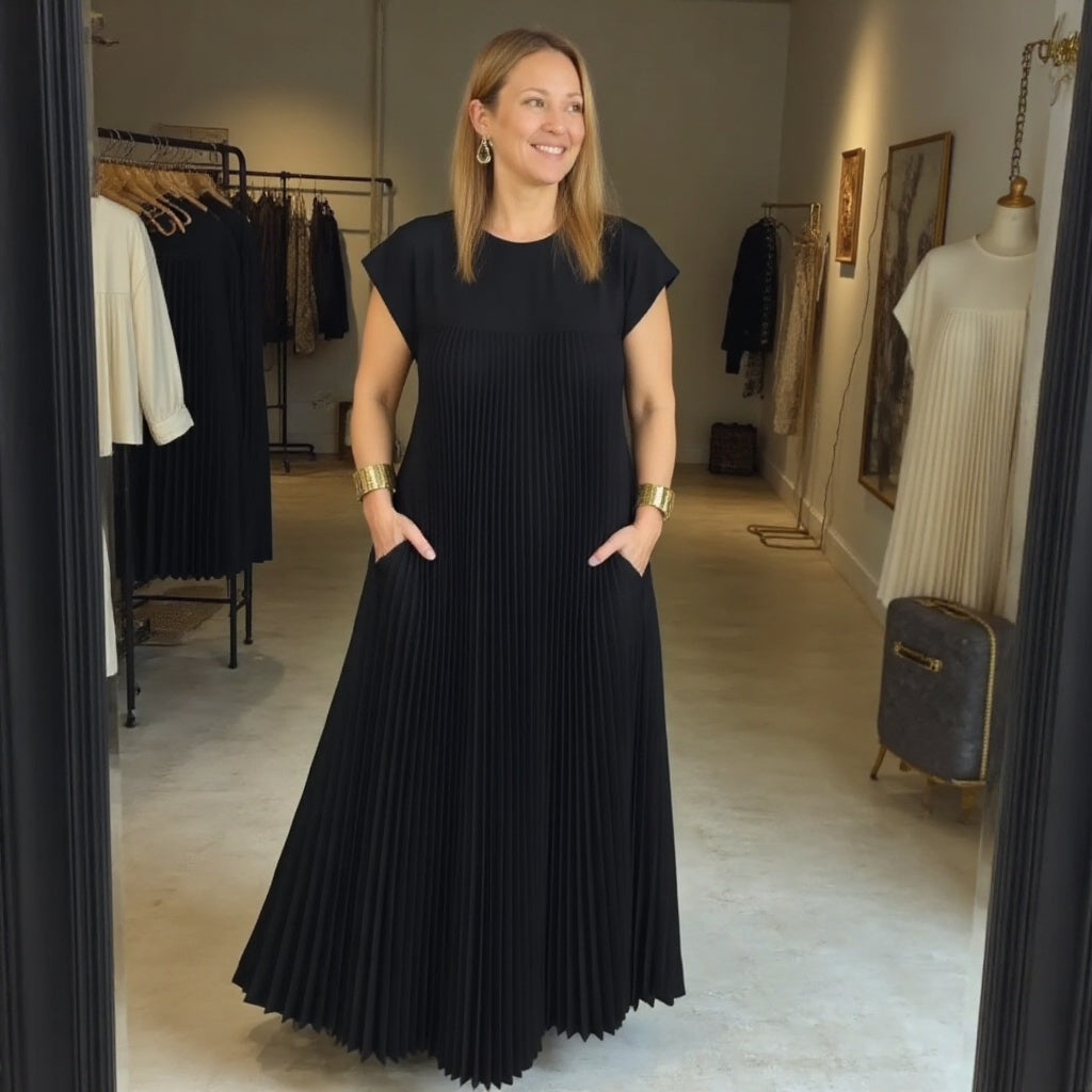 Women's Pleated Maxi Dress Flowy Cocktail