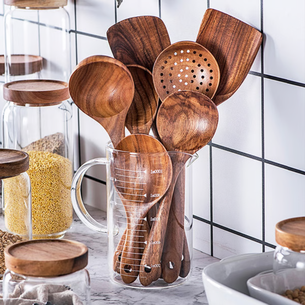 Teak Wood Kitchen Utensils - Fashinoza