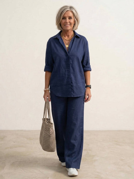 Vivian Women's Casual Shirt And Pants Set - Fashinoza