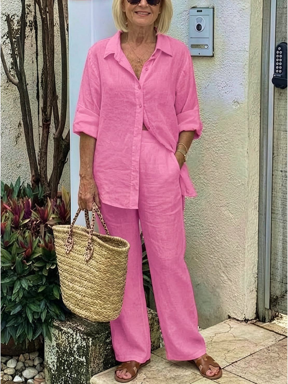 Vivian Women's Casual Shirt And Pants Set