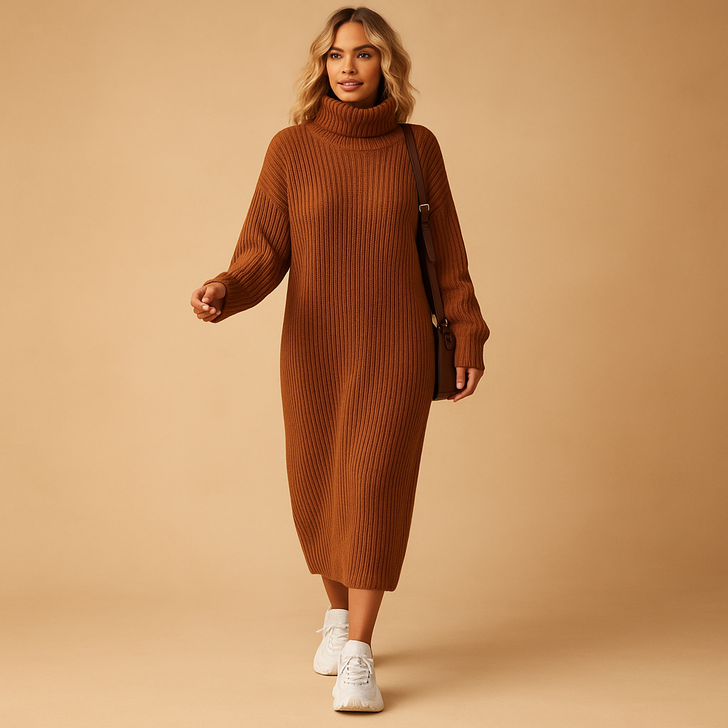 Women's Oversized Knitted Sweater Dress - 
Fashinoza