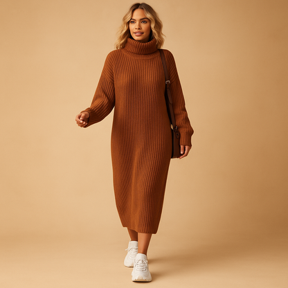 Women's Oversized Knitted Sweater Dress - 
Fashinoza