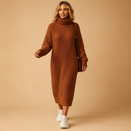 Women's Oversized Knitted Sweater Dress - 
Fashinoza