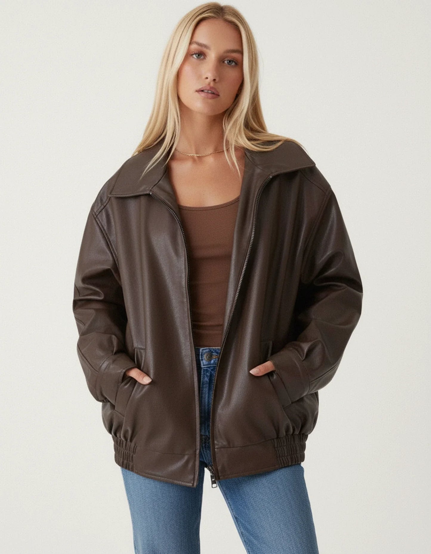 Women's Oversized Bomber Jacket - Fashinoza