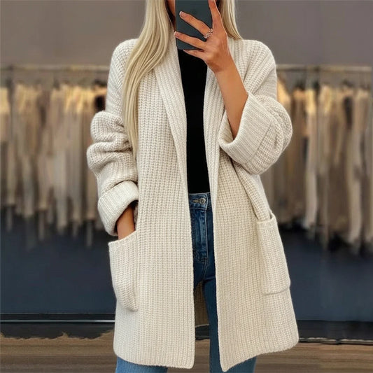 Women's Open Front Oversized Cardigan Sweater - Fashinoza