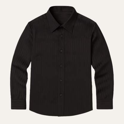 Men's Formal Dress Shirt Textured Pleated Black - Fashinoza