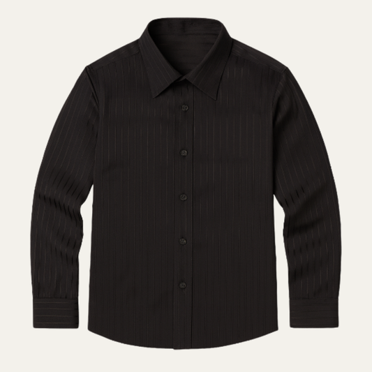 Men's Formal Dress Shirt Textured Pleated Black - Fashinoza