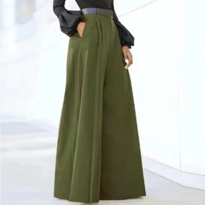 Women's Wide Leg Trousers Solid Color - Fashinoza