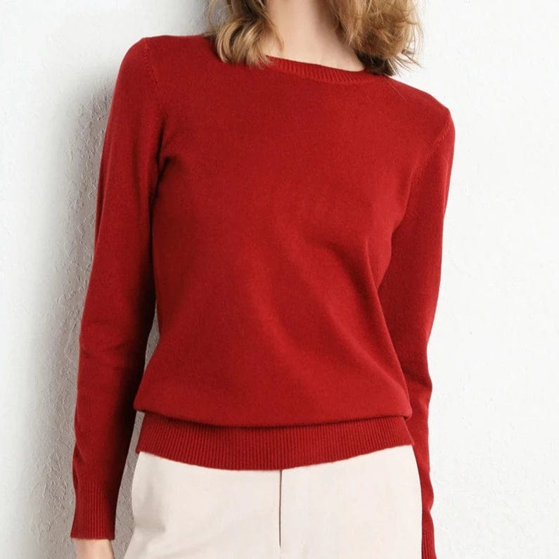 Women's Cashmere Sweater Classic Crew Neck Autumn Beige