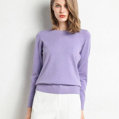 Women's Cashmere Sweater Classic Crew Neck Autumn Beige