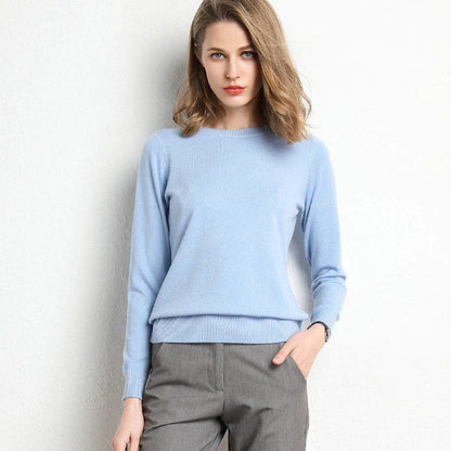 Women's Cashmere Sweater Classic Crew Neck Autumn Beige