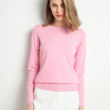 Women's Cashmere Sweater Classic Crew Neck Autumn Beige