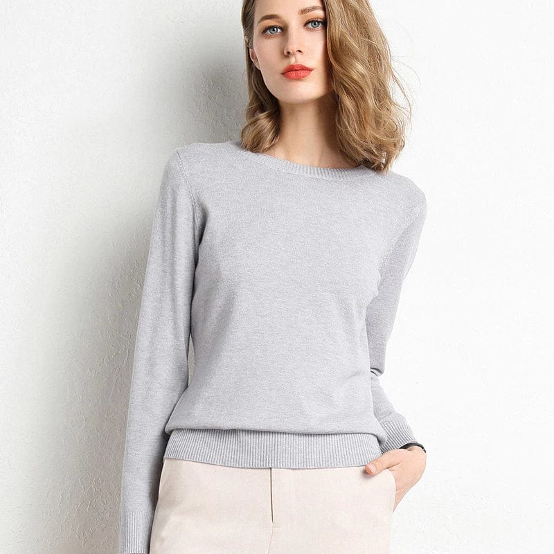 Women's Cashmere Sweater Classic Crew Neck Autumn Beige