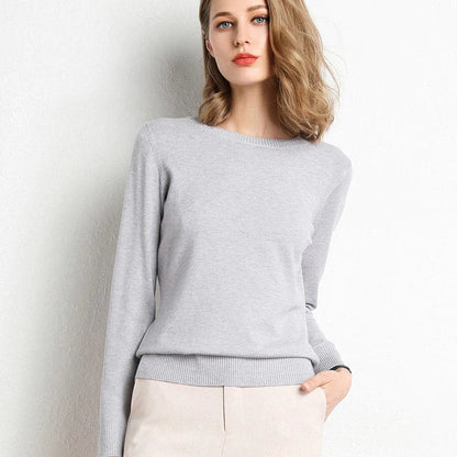 Women's Cashmere Sweater Classic Crew Neck Autumn Beige