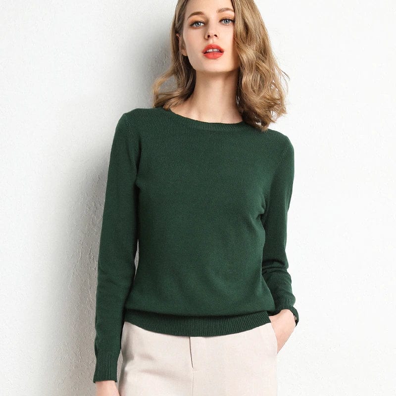 Women's Cashmere Sweater Classic Crew Neck Autumn Beige