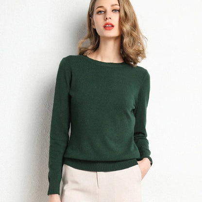 Women's Cashmere Sweater Classic Crew Neck Autumn Beige