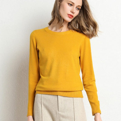 Women's Cashmere Sweater Classic Crew Neck Autumn Beige
