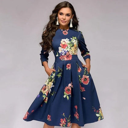 Image of Patricia | Women's Dress with Pockets A-Line Midi Dress