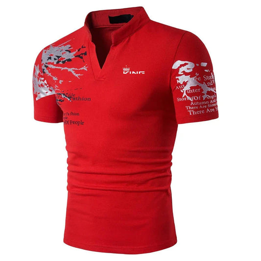 Men's V-Neck Polo Shirt - Fashinoza