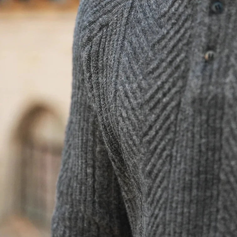 Image of Paul | Men's Long Sleeve Textured Zip Polo Shirt