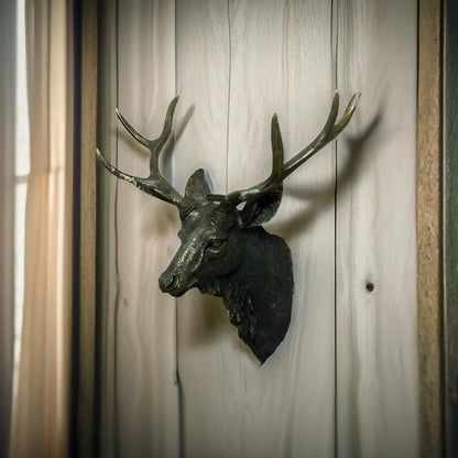Majestic Deer Head Wall Art Wooden Brown
