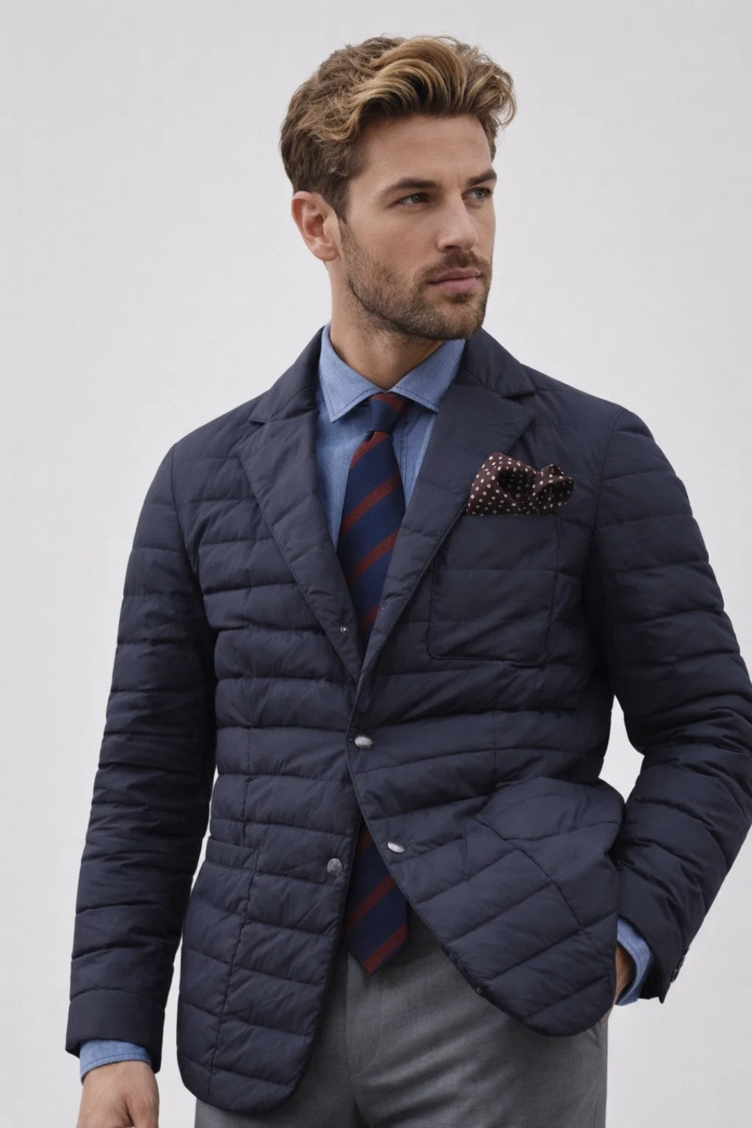 Men's Quilted Blazer Jacket - Fashinoza