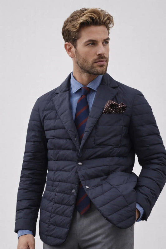 Men's Quilted Blazer Jacket - Fashinoza