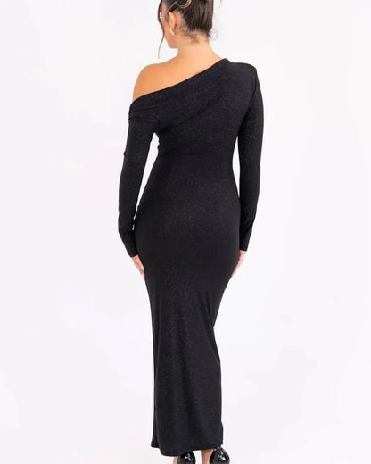 One-Shoulder Sparkle Evening Gown