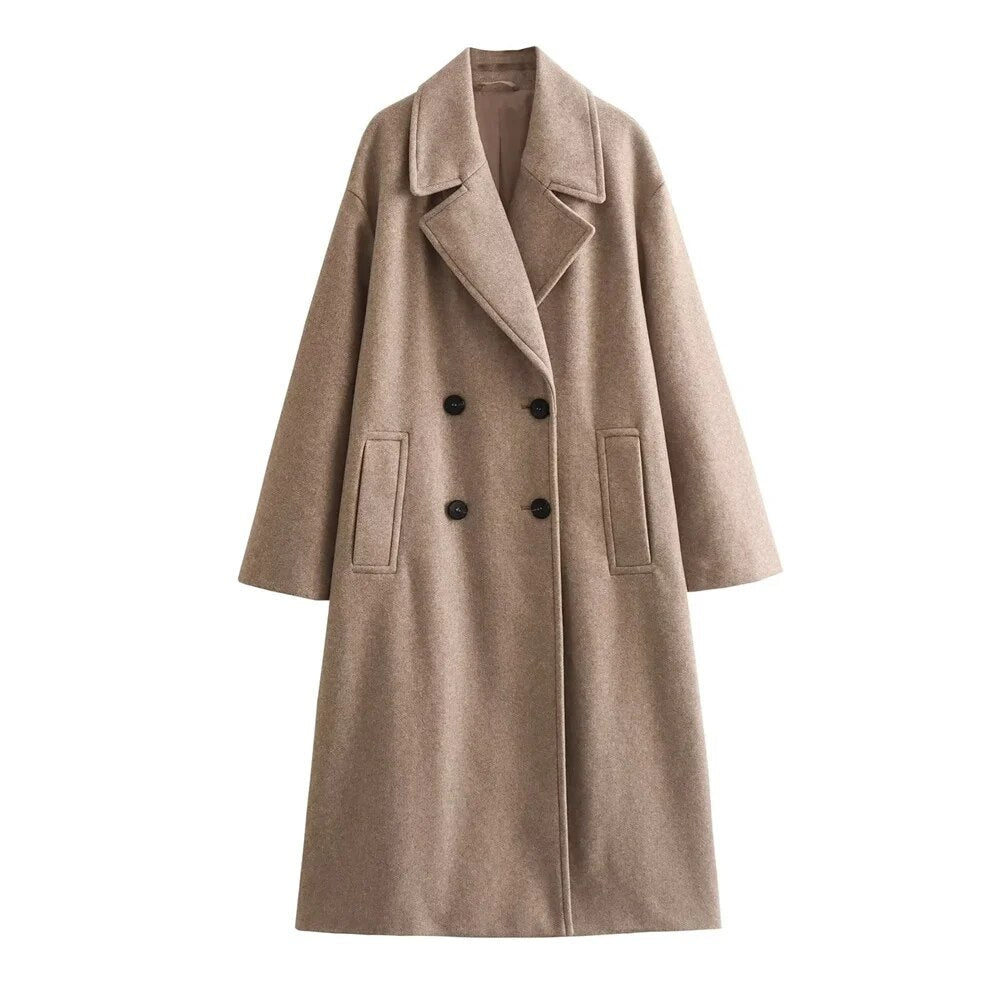 Women's Double Breasted Long Coat Tailored