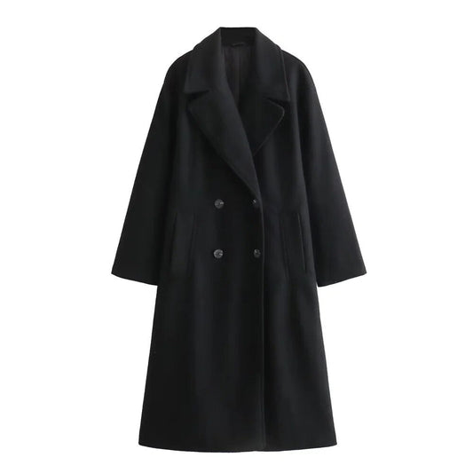 Women's Double Breasted Long Coat Tailored - Fashinoza