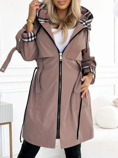 Women's Longline Zip Up Coat - Fashinoza