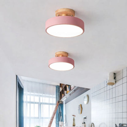 Wooden Round Ceiling Light Nordic Style
