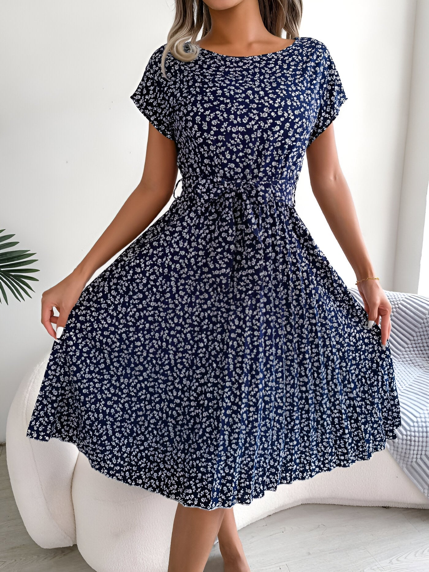 Women's Pleated Floral Dress